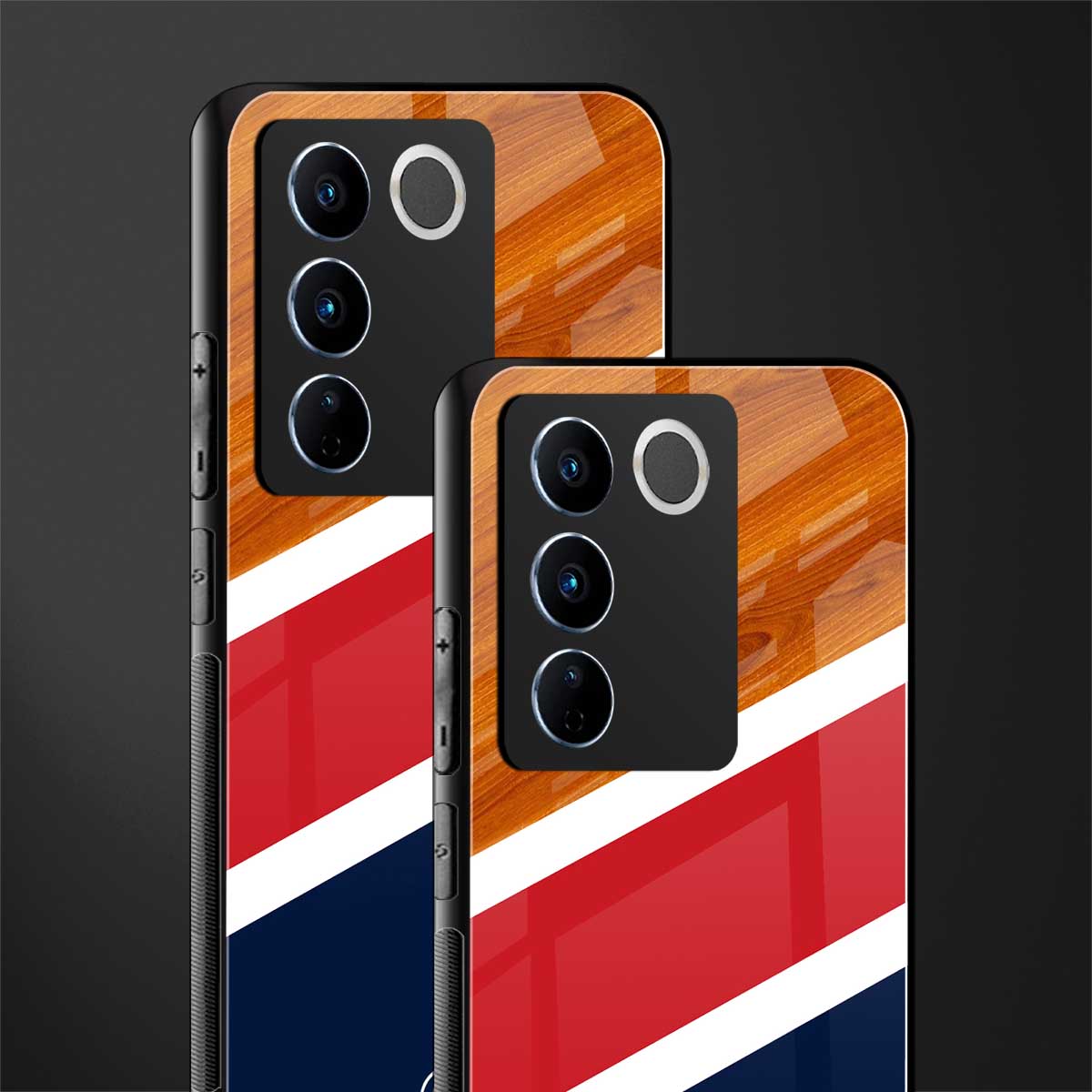 minimalistic wooden pattern back phone cover | glass case for vivo v27 pro 5g
