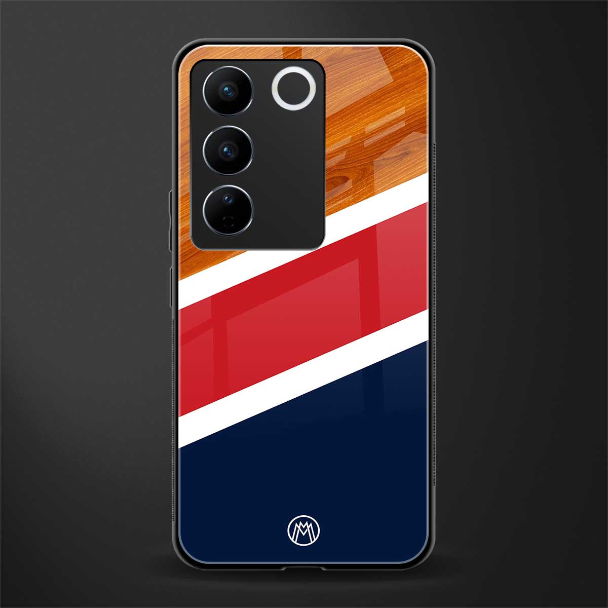 minimalistic wooden pattern back phone cover | glass case for vivo v27 pro 5g