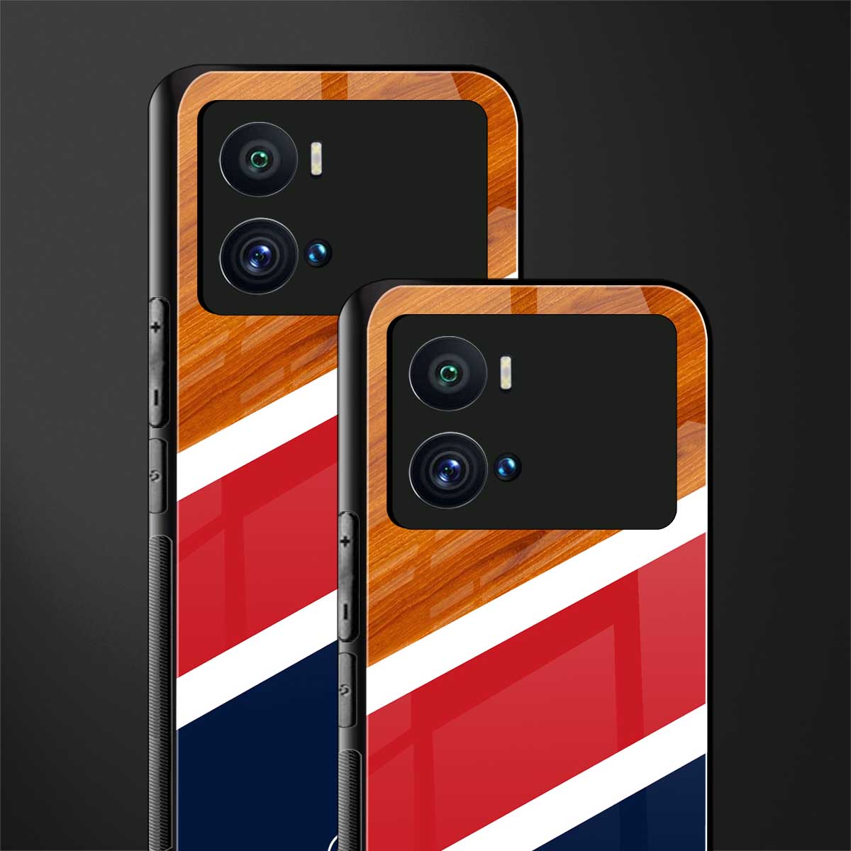 minimalistic wooden pattern back phone cover | glass case for iQOO 9 Pro