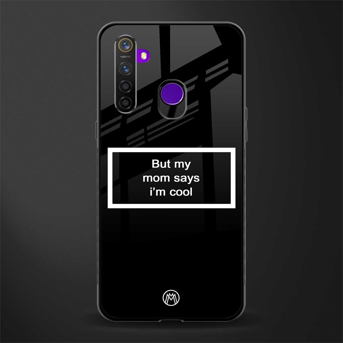 mom says i'm cool black glass case for realme 5 pro image