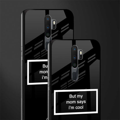 mom says i'm cool black glass case for oppo a9 2020 image-2