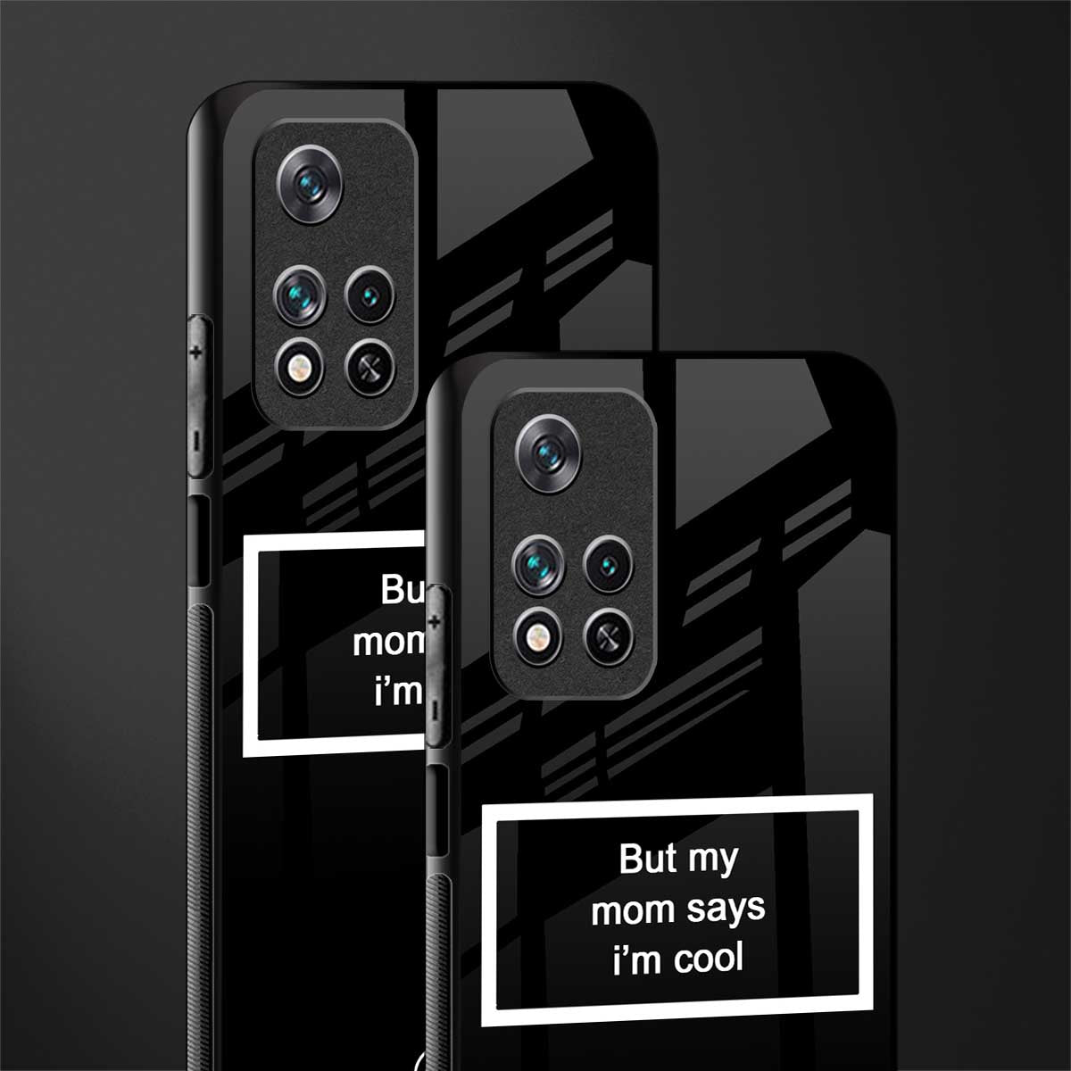 mom says i'm cool black glass case for poco m4 pro 5g image-2