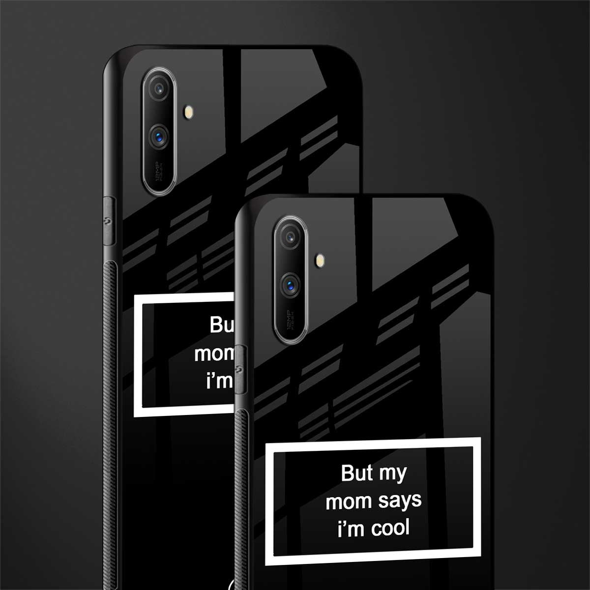 mom says i'm cool black glass case for realme c3 image-2