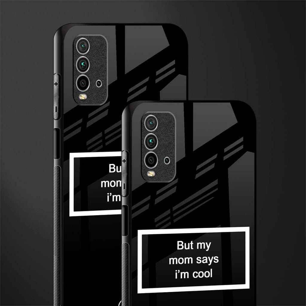 mom says i'm cool black glass case for redmi 9 power image-2