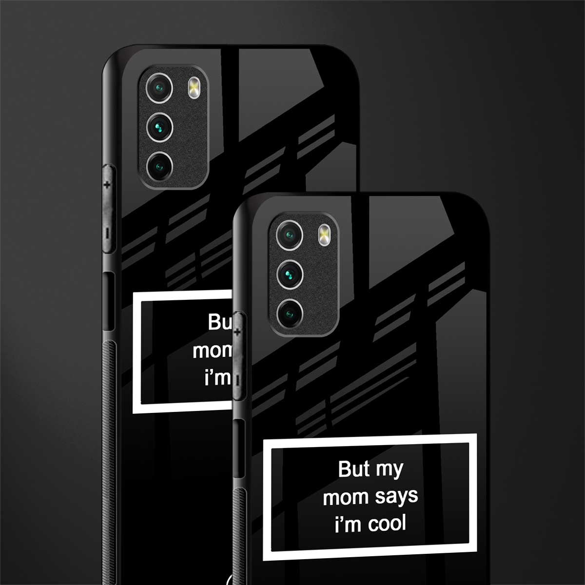 mom says i'm cool black glass case for poco m3 image-2
