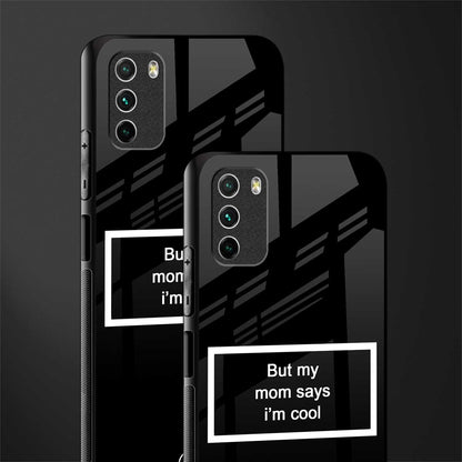 mom says i'm cool black glass case for poco m3 image-2