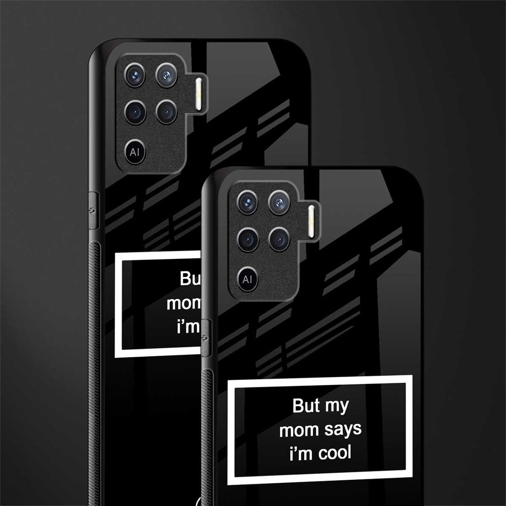 mom says i'm cool black glass case for oppo f19 pro image-2