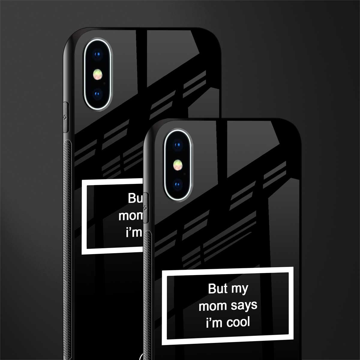 mom says i'm cool black glass case for iphone xs image-2