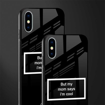 mom says i'm cool black glass case for iphone xs image-2