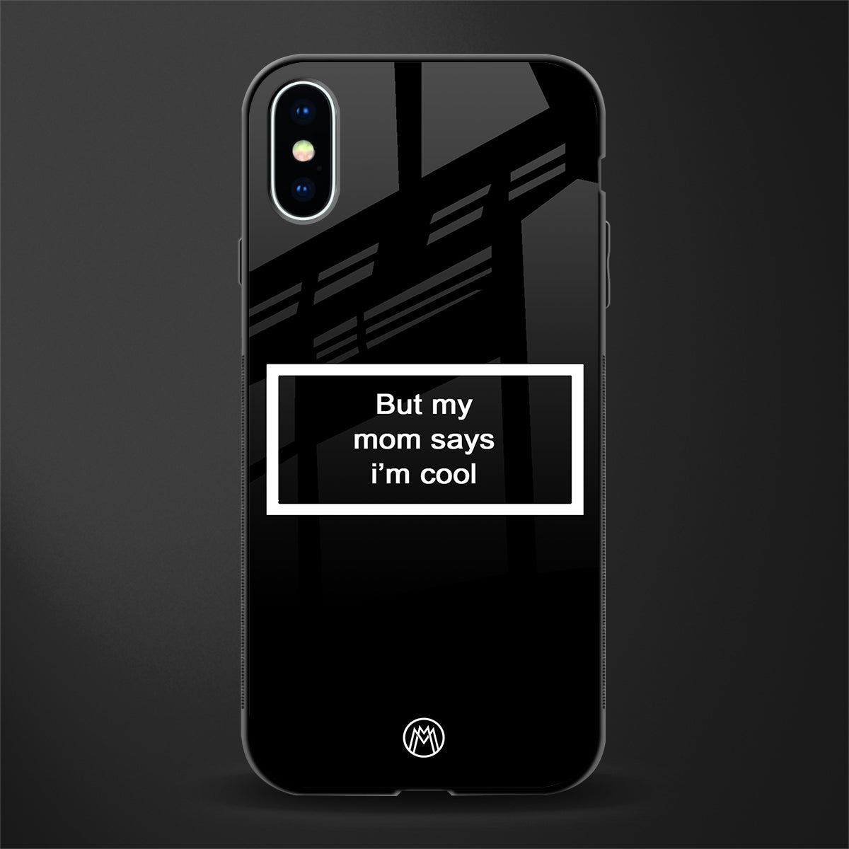 mom says i'm cool black glass case for iphone xs image