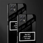 mom says i'm cool black back phone cover | glass case for samsung galaxy f42