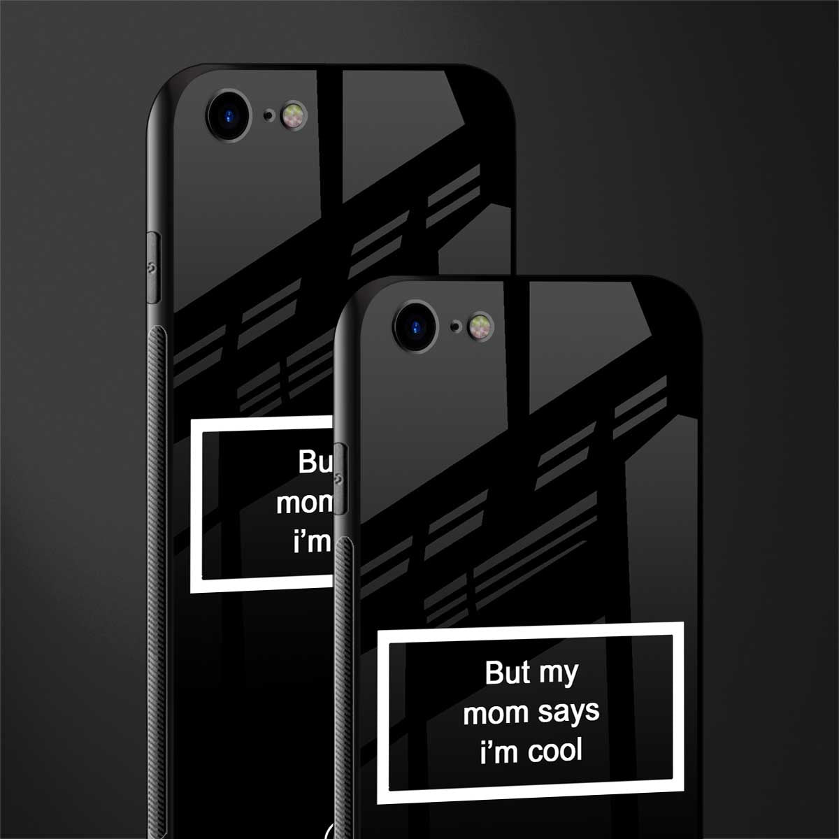 mom says i'm cool black glass case for iphone se 2020 image-2