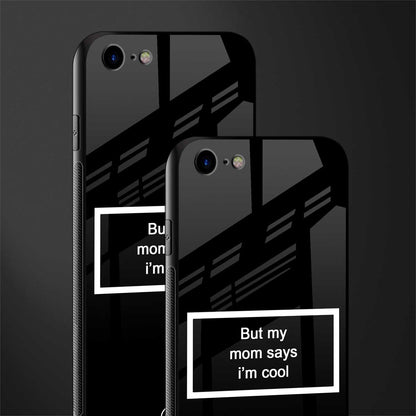 mom says i'm cool black glass case for iphone 8 image-2
