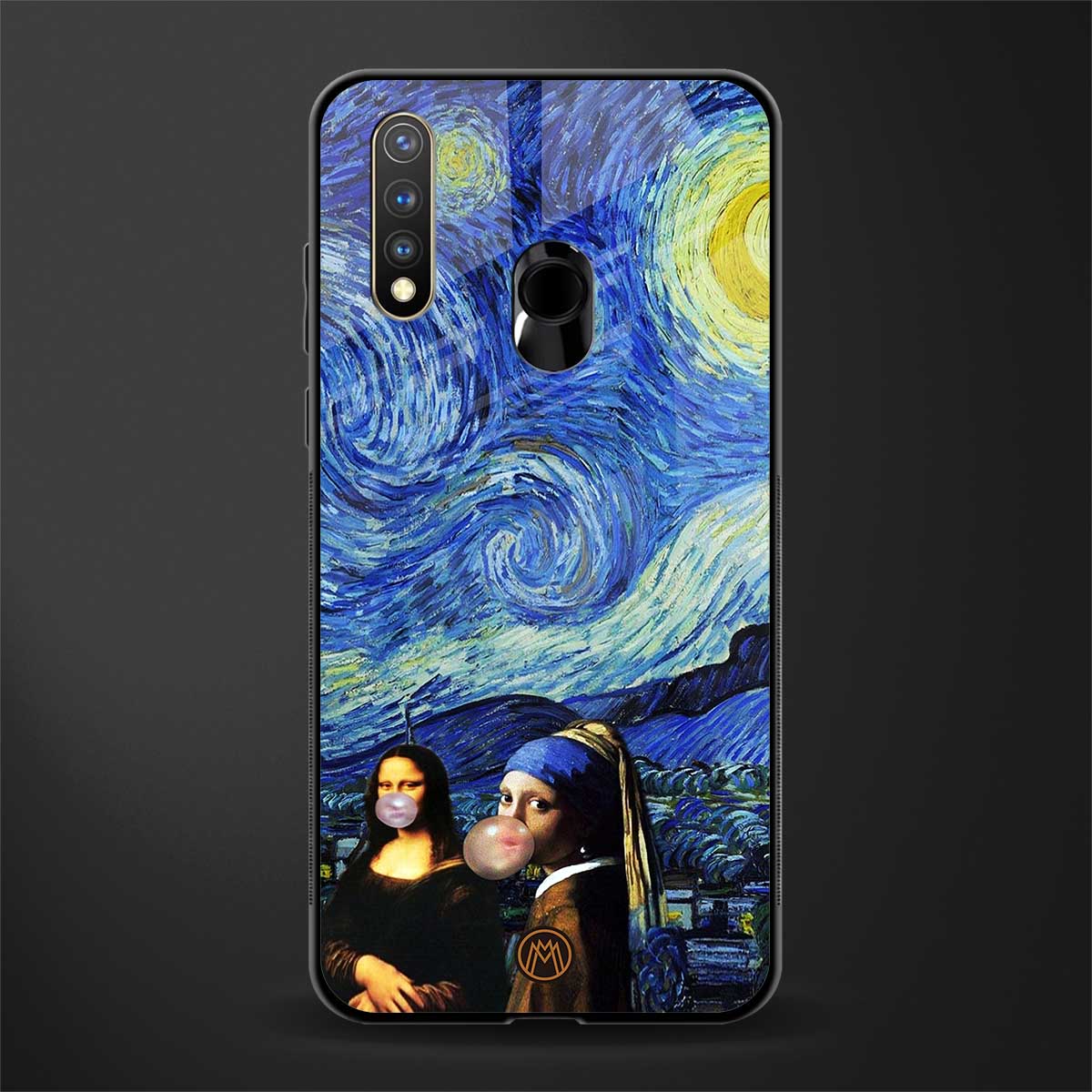mona lisa starry night glass case for vivo u20 image