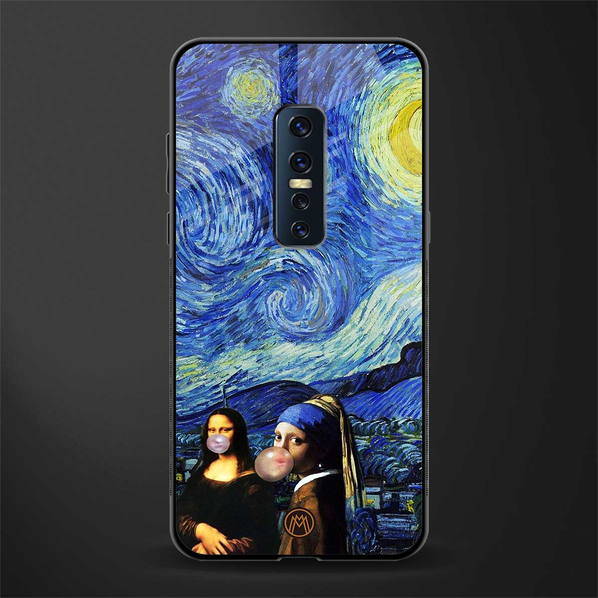 mona lisa starry night glass case for vivo v17 pro image
