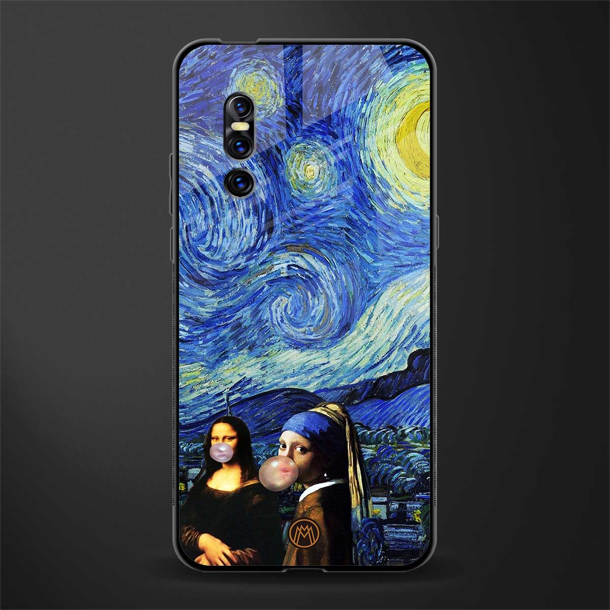 mona lisa starry night glass case for vivo v15 pro image