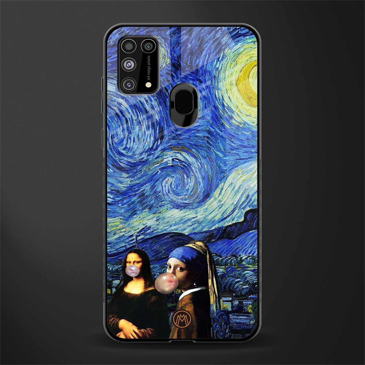 mona lisa starry night glass case for samsung galaxy m31 prime edition image