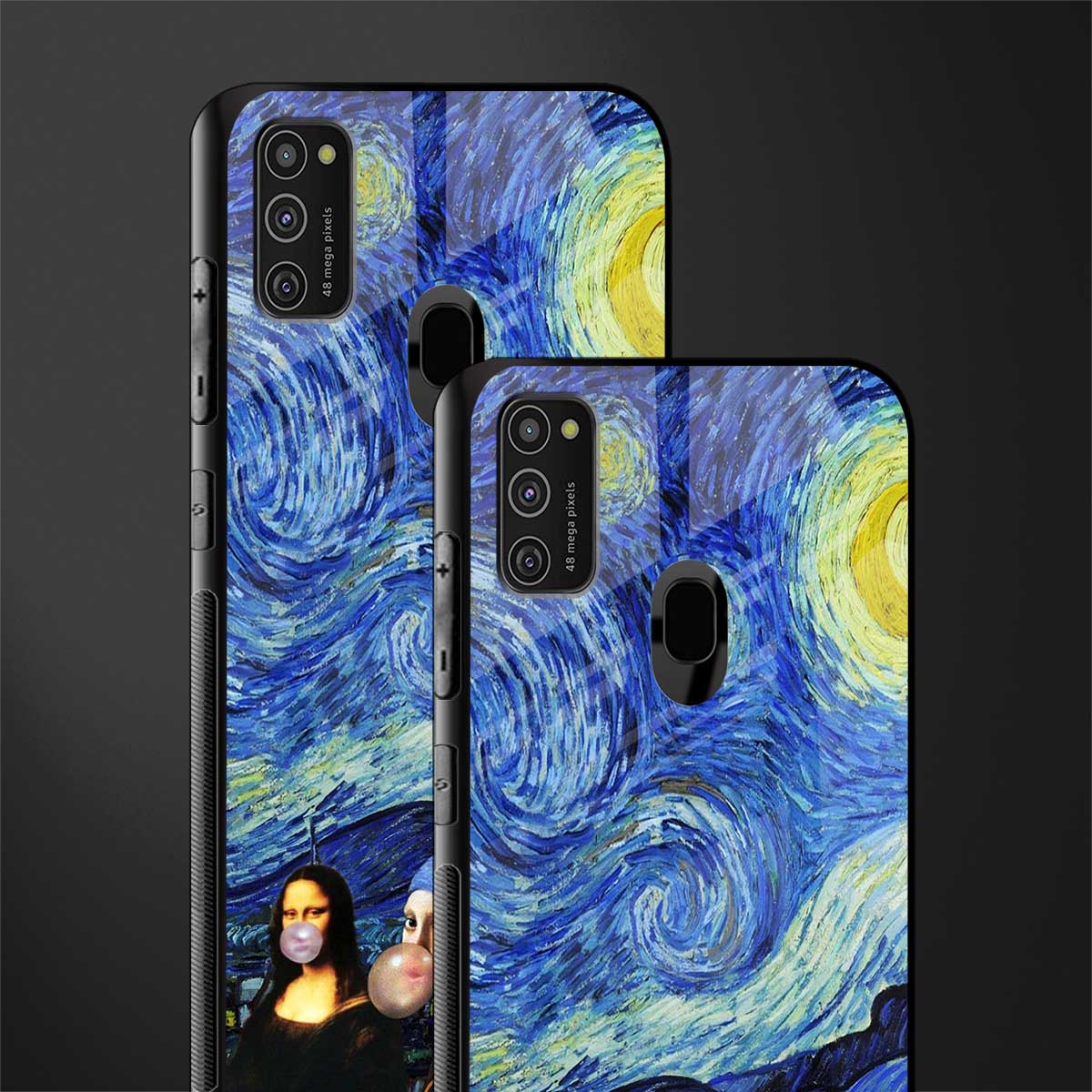 mona lisa starry night glass case for samsung galaxy m30s image-2