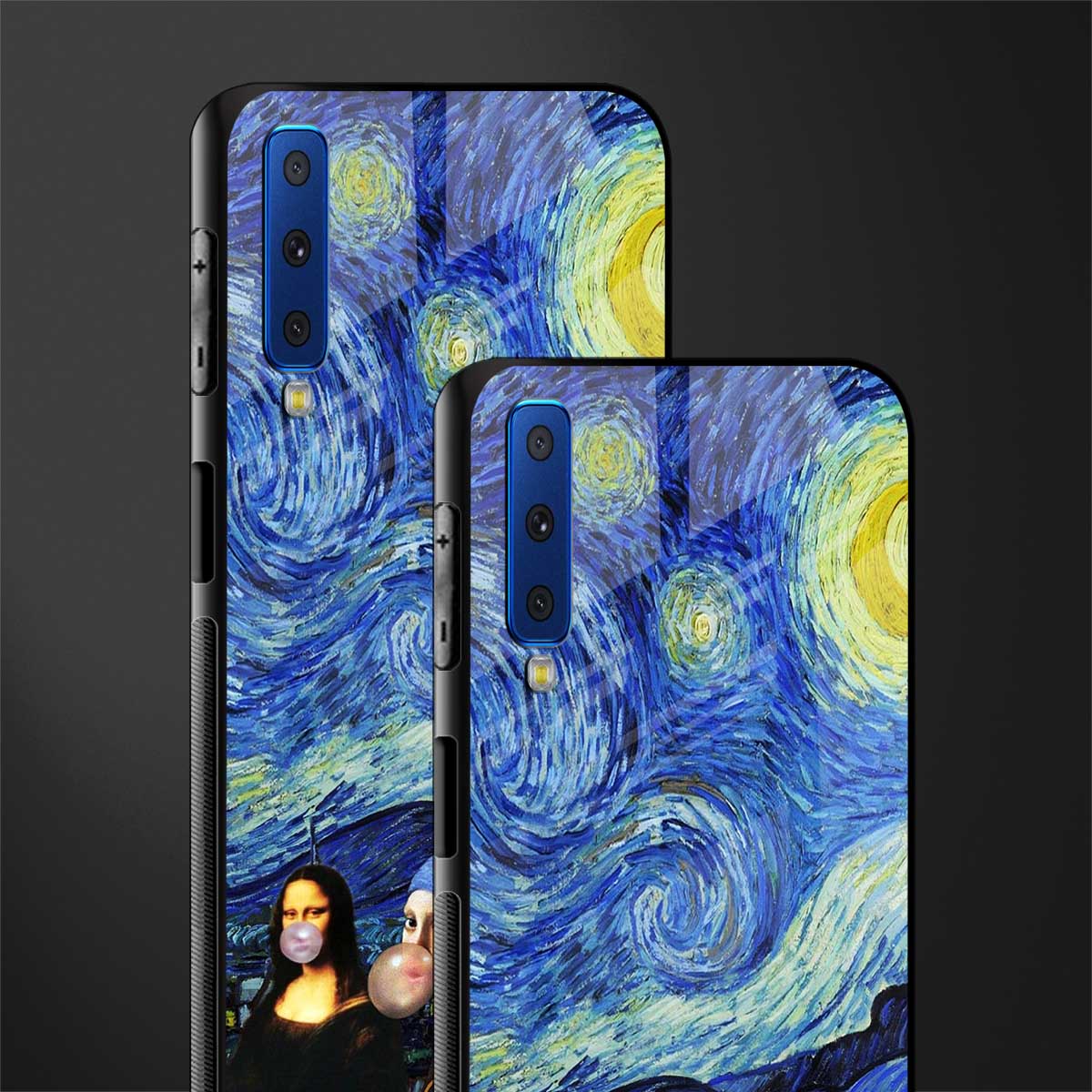 mona lisa starry night glass case for samsung galaxy a7 2018 image-2