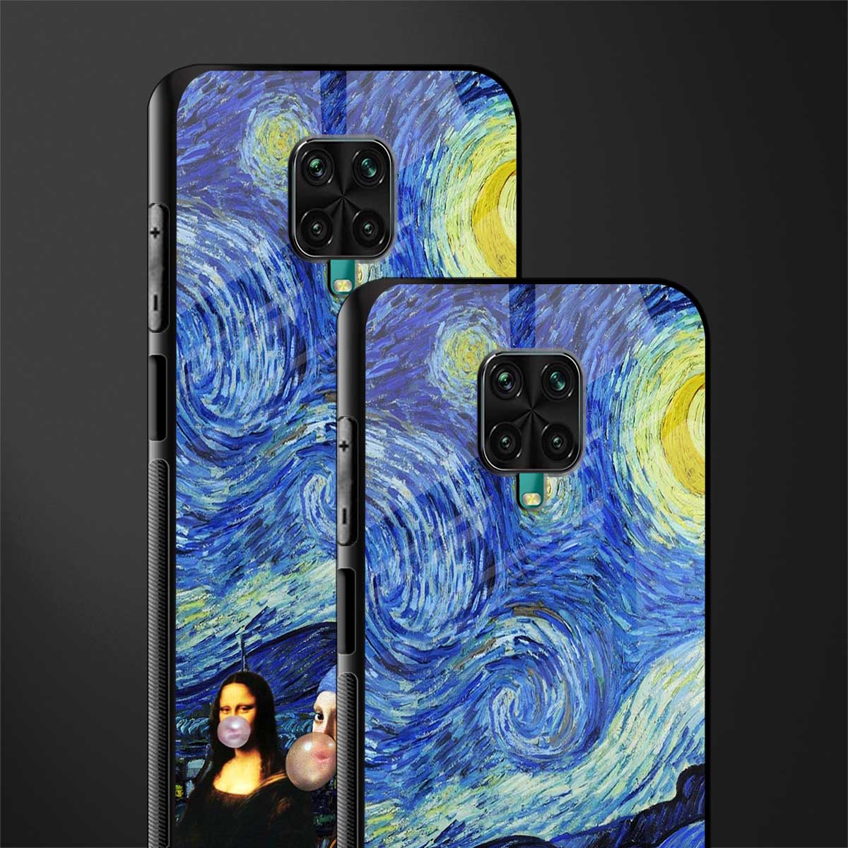 mona lisa starry night glass case for redmi note 9 pro image-2