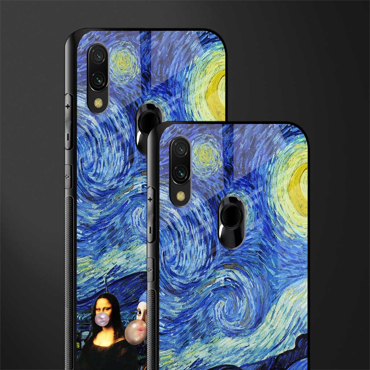 mona lisa starry night glass case for redmi note 7s image-2