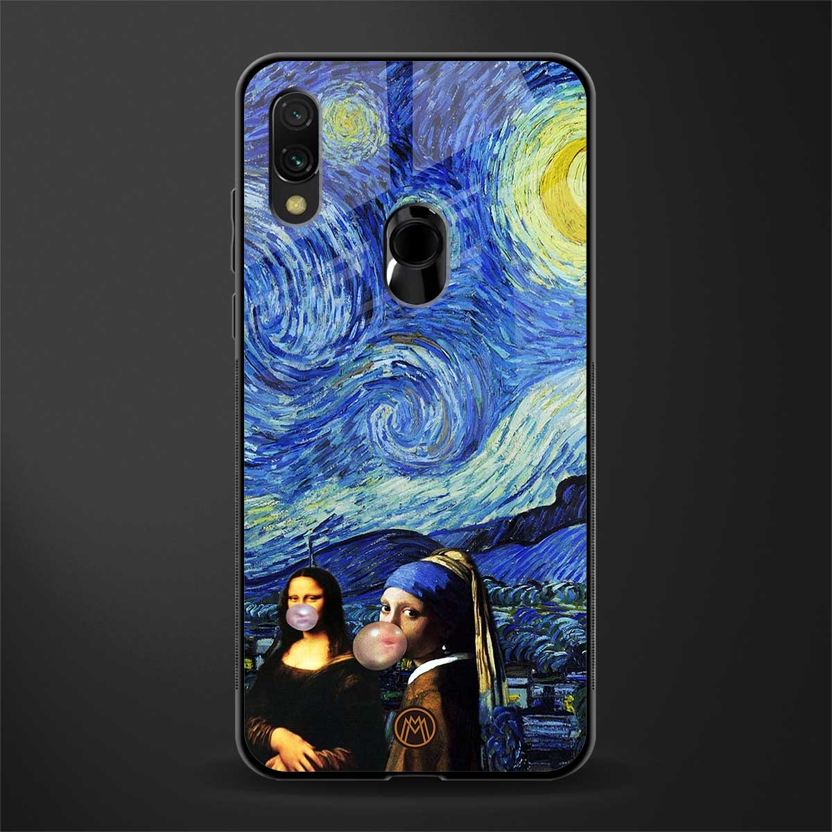 mona lisa starry night glass case for redmi note 7 pro image