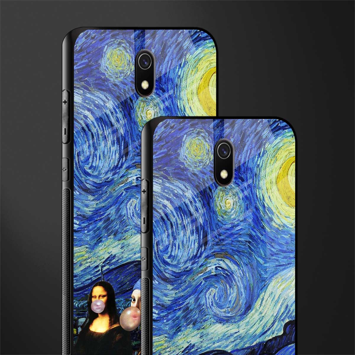 mona lisa starry night glass case for redmi 8a image-2