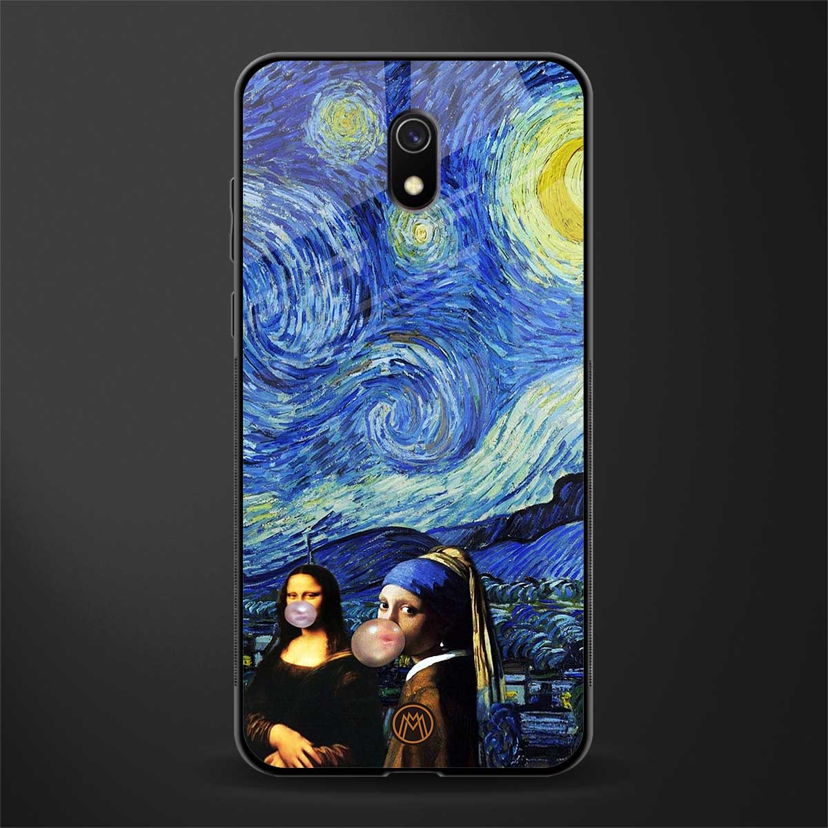 mona lisa starry night glass case for redmi 8a image