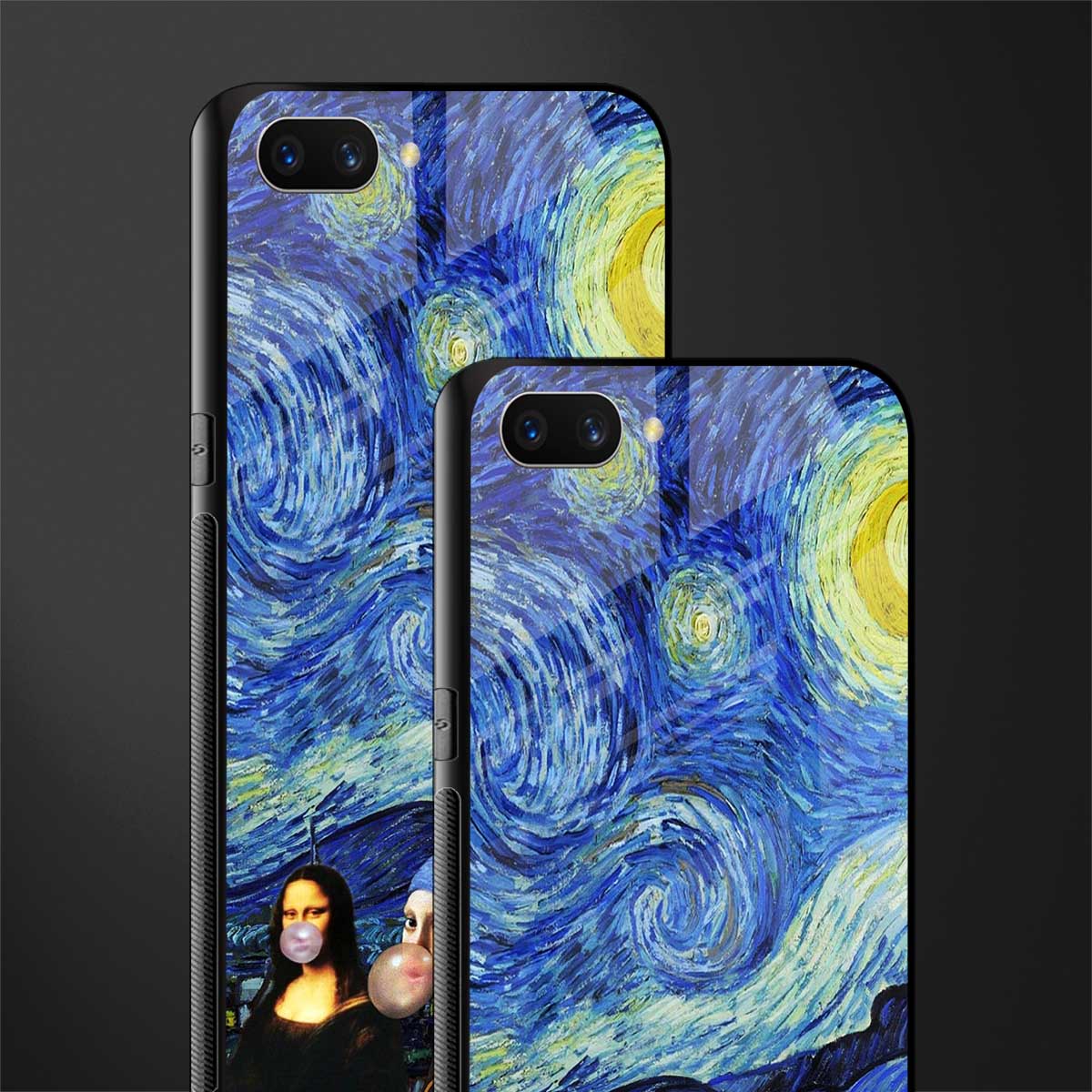 mona lisa starry night glass case for oppo a3s image-2