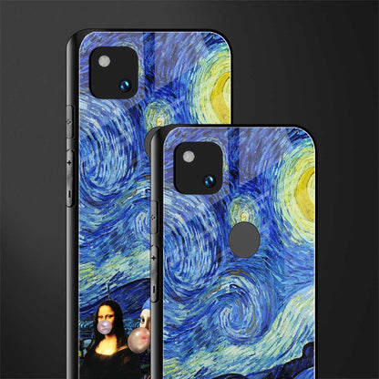 mona lisa starry night back phone cover | glass case for google pixel 4a 4g