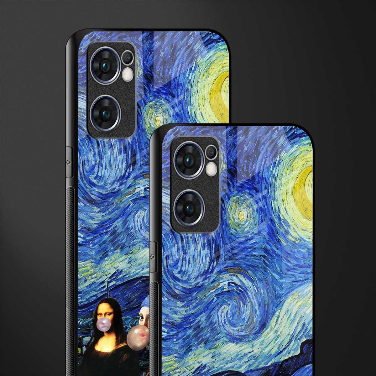 mona lisa starry night glass case for oppo reno7 5g image-2