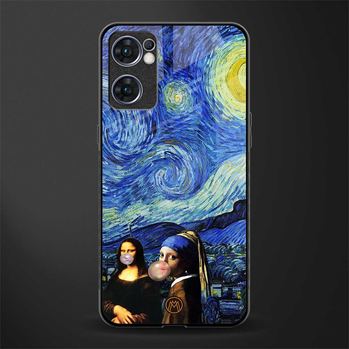 mona lisa starry night glass case for oppo reno7 5g image