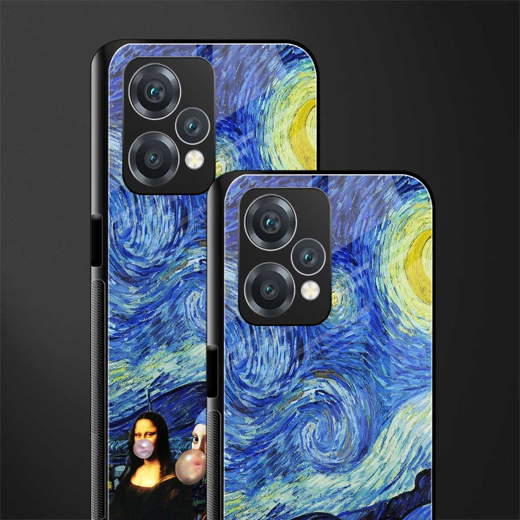 mona lisa starry night back phone cover | glass case for realme 9 pro 5g