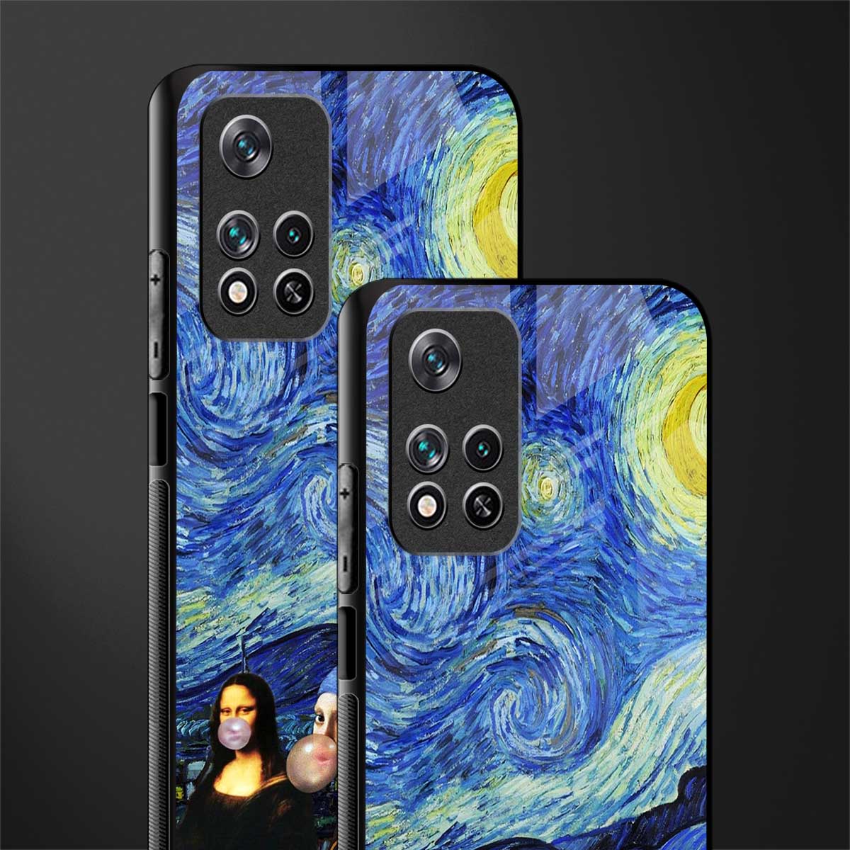 mona lisa starry night glass case for poco m4 pro 5g image-2