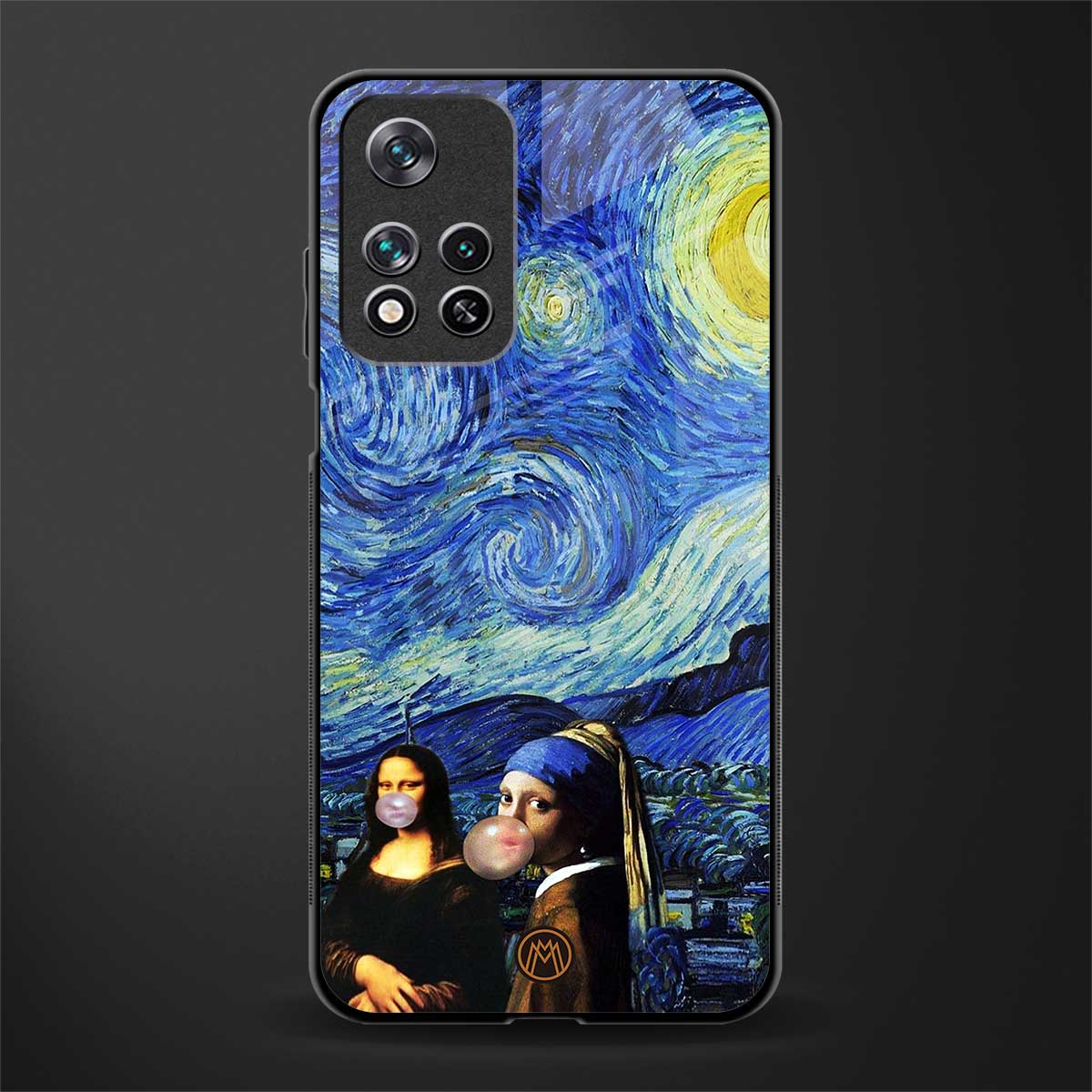 mona lisa starry night glass case for poco m4 pro 5g image