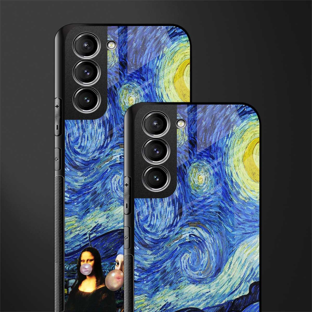 mona lisa starry night glass case for samsung galaxy s21 plus image-2