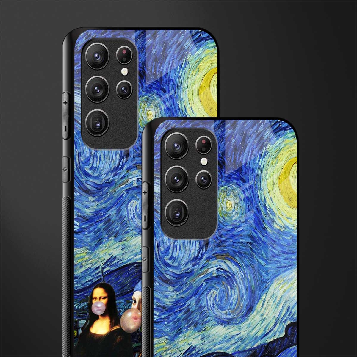 mona lisa starry night glass case for samsung galaxy s22 ultra 5g image-2