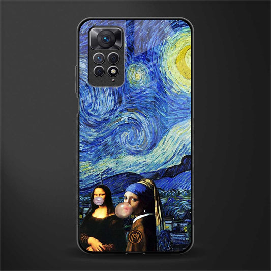 mona lisa starry night glass case for redmi note 11 pro image