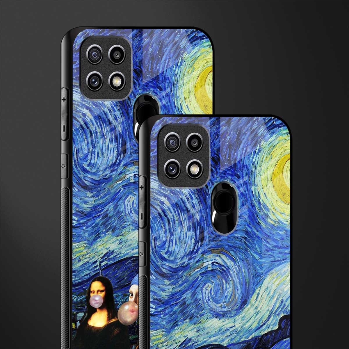 mona lisa starry night glass case for oppo a15 image-2