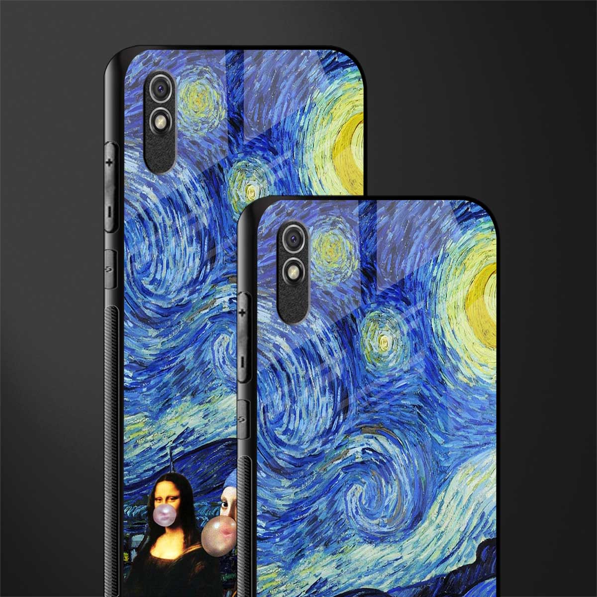 mona lisa starry night glass case for redmi 9i image-2