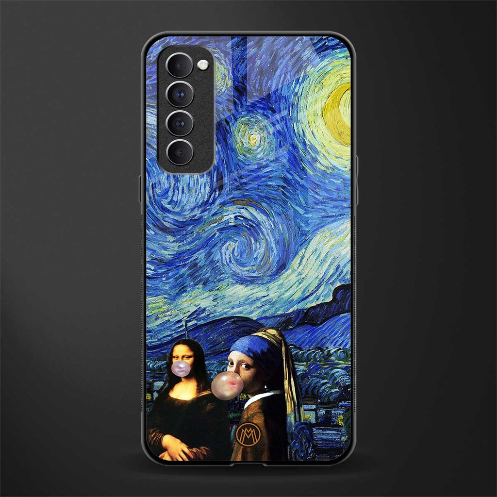 mona lisa starry night glass case for oppo reno 4 pro image