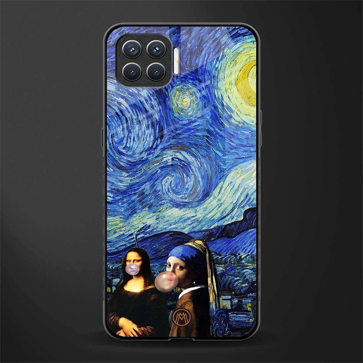 mona lisa starry night glass case for oppo f17 pro image