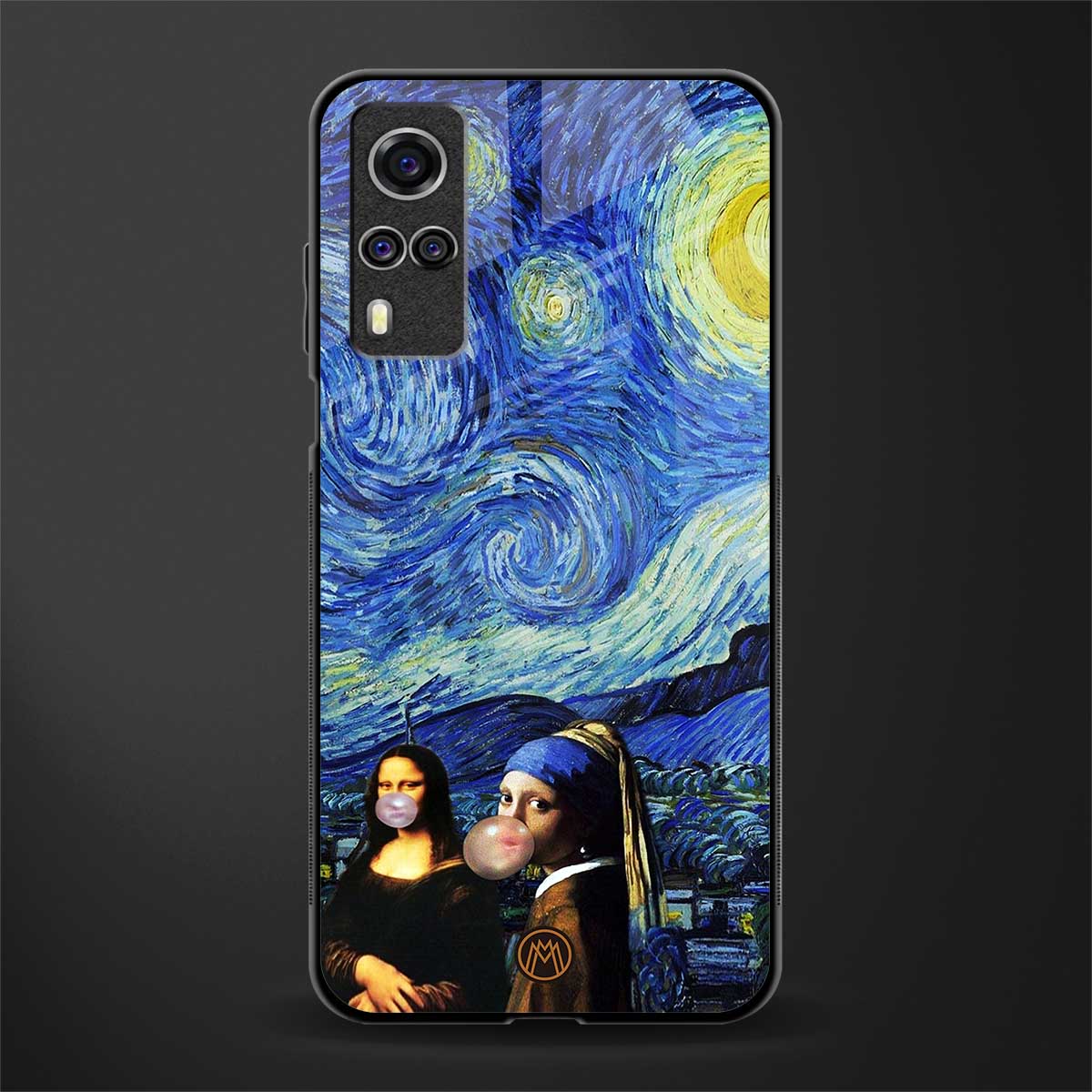 mona lisa starry night glass case for vivo y51 image