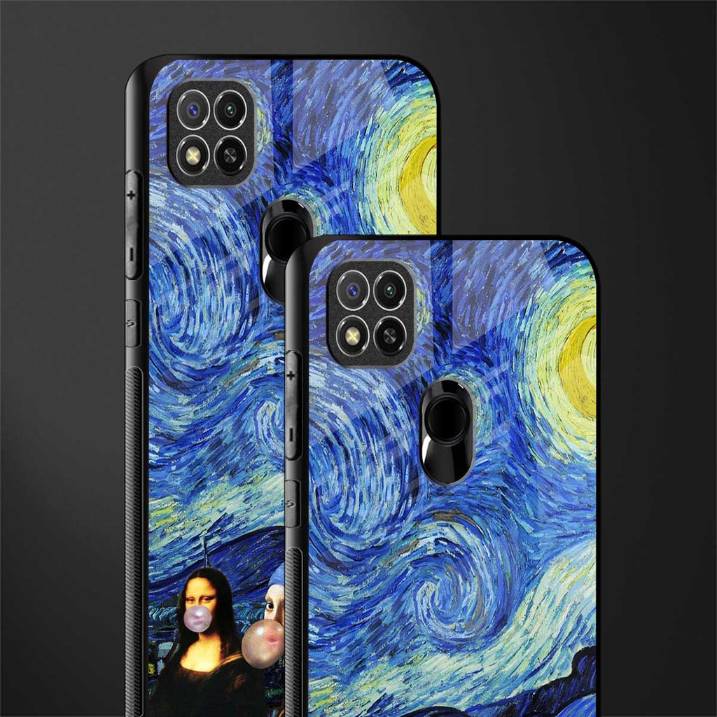 mona lisa starry night glass case for redmi 9c image-2