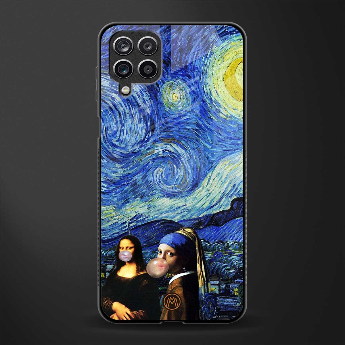 mona lisa starry night glass case for samsung galaxy m12 image