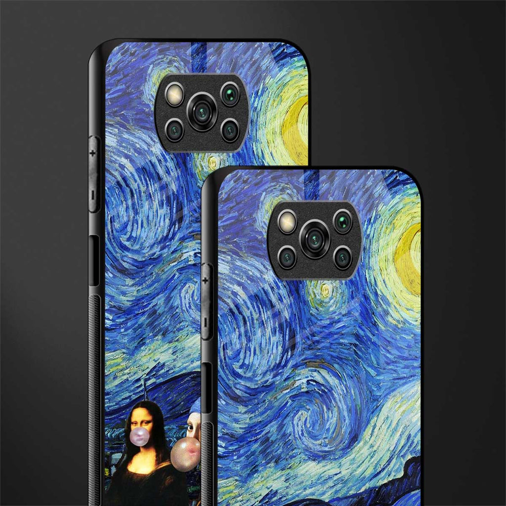 mona lisa starry night glass case for poco x3 pro image-2