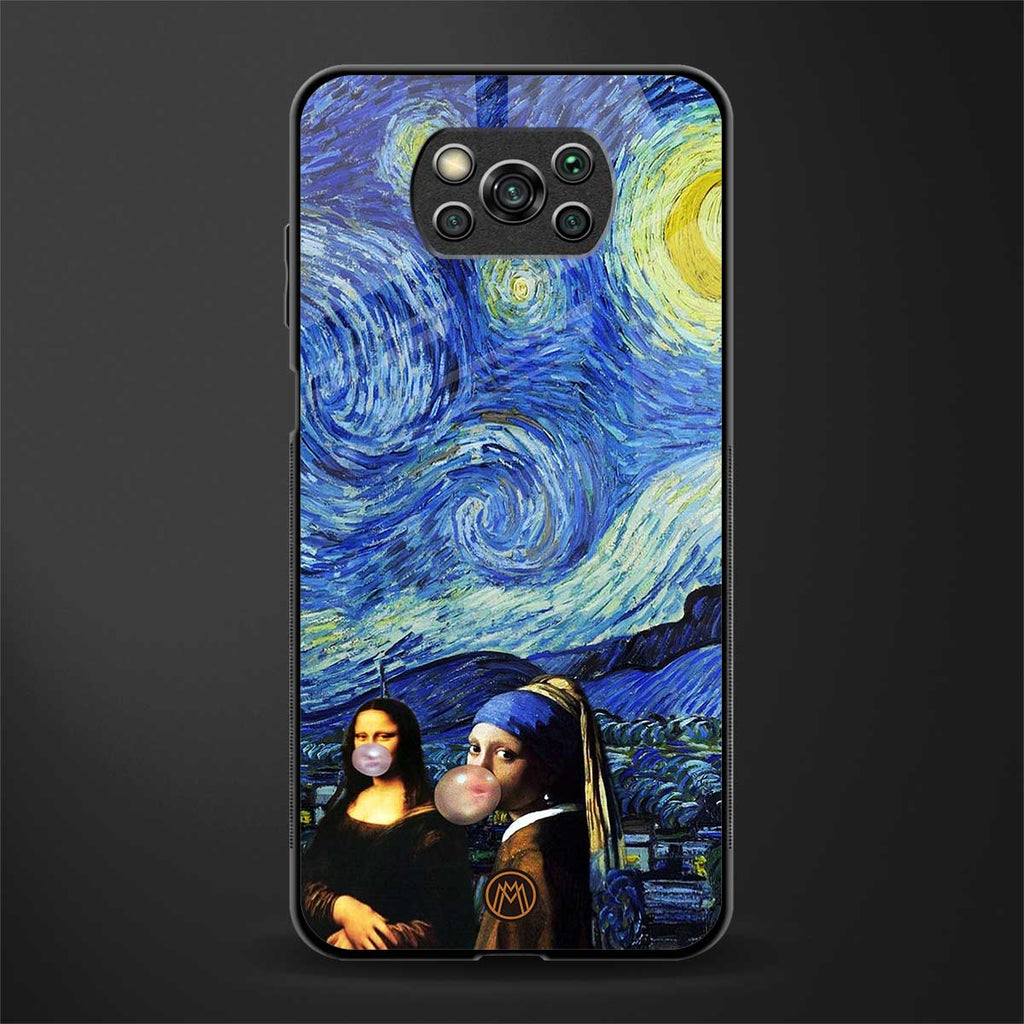 mona lisa starry night glass case for poco x3 pro image