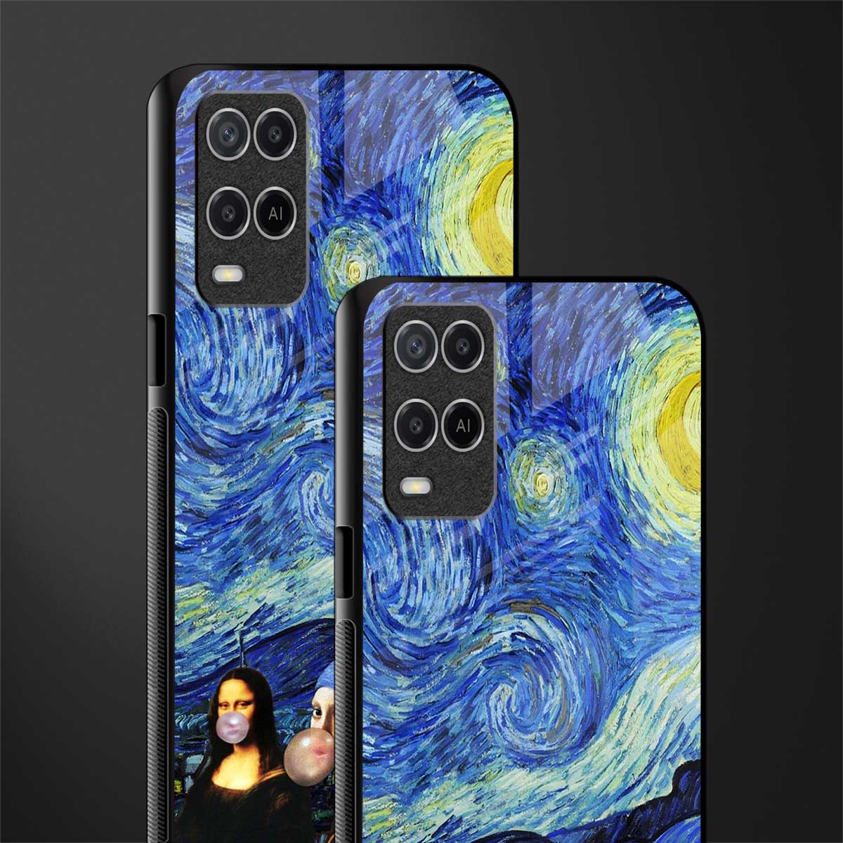 mona lisa starry night glass case for oppo a54 image-2