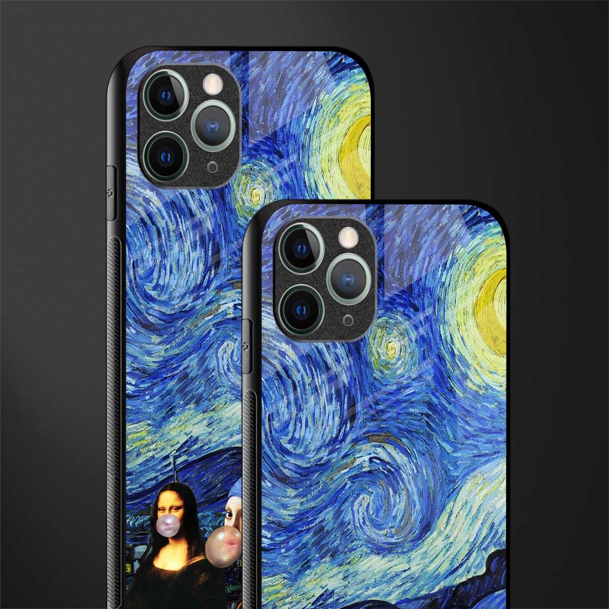 mona lisa starry night glass case for iphone 11 pro max image-2