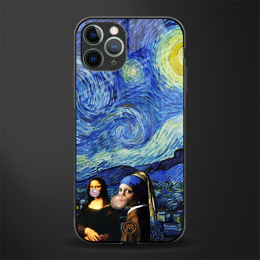 mona lisa starry night glass case for iphone 11 pro image